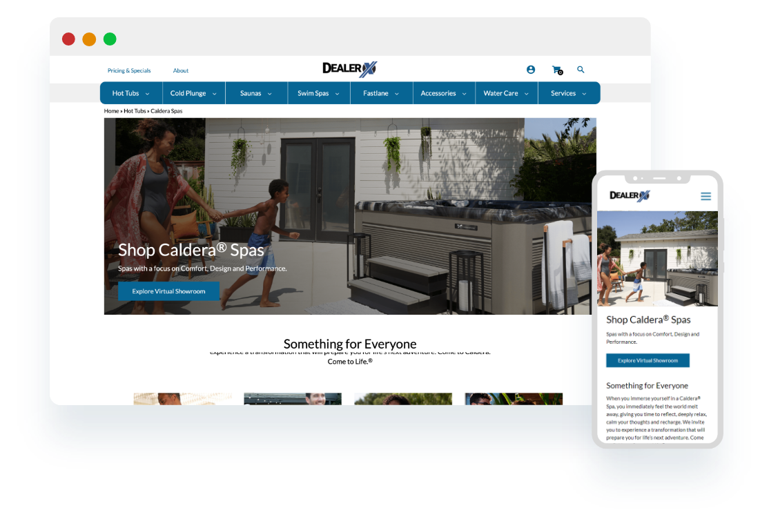 Caldera Spas website preview